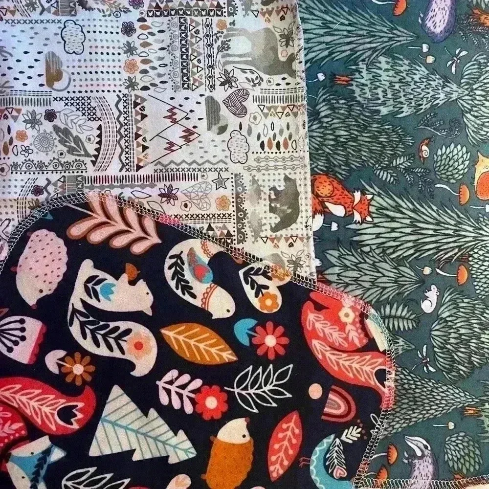 Unpaper Towels Flannel Towels‎ Reusable Napkins Handmade NEW NWT Woodland